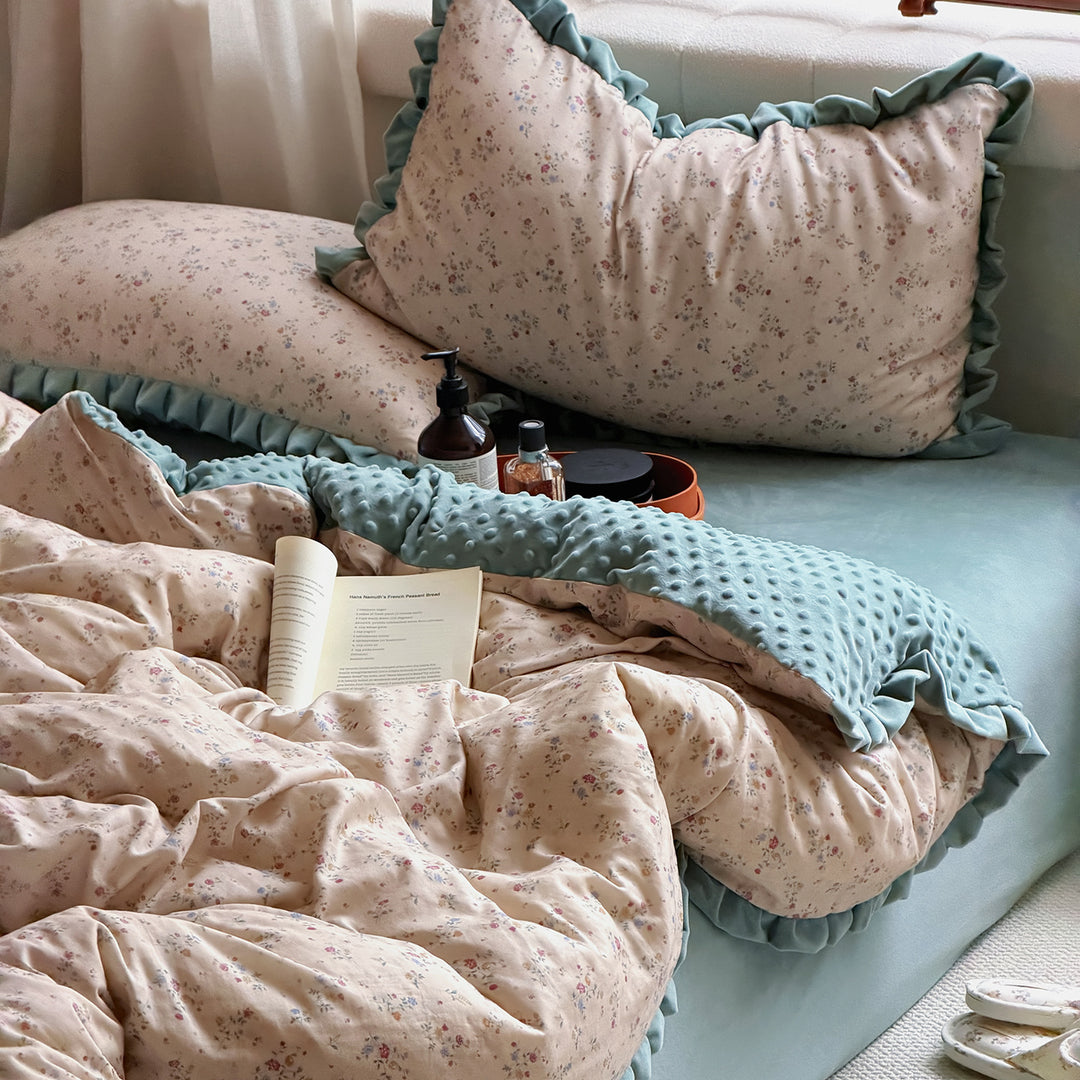 Winter bedding set, cotton gauze and plush, warming