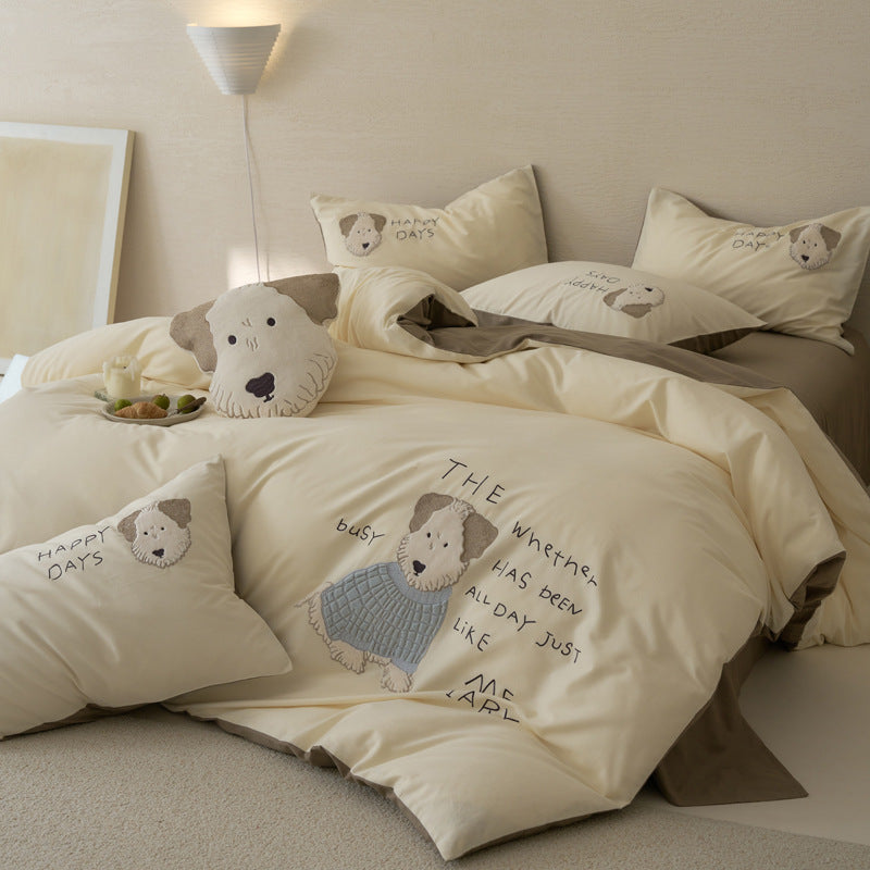 4-piece bedding set, long-staple cotton, brushed