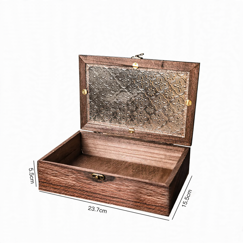 Wood glass tray with hawthorn pattern, European
