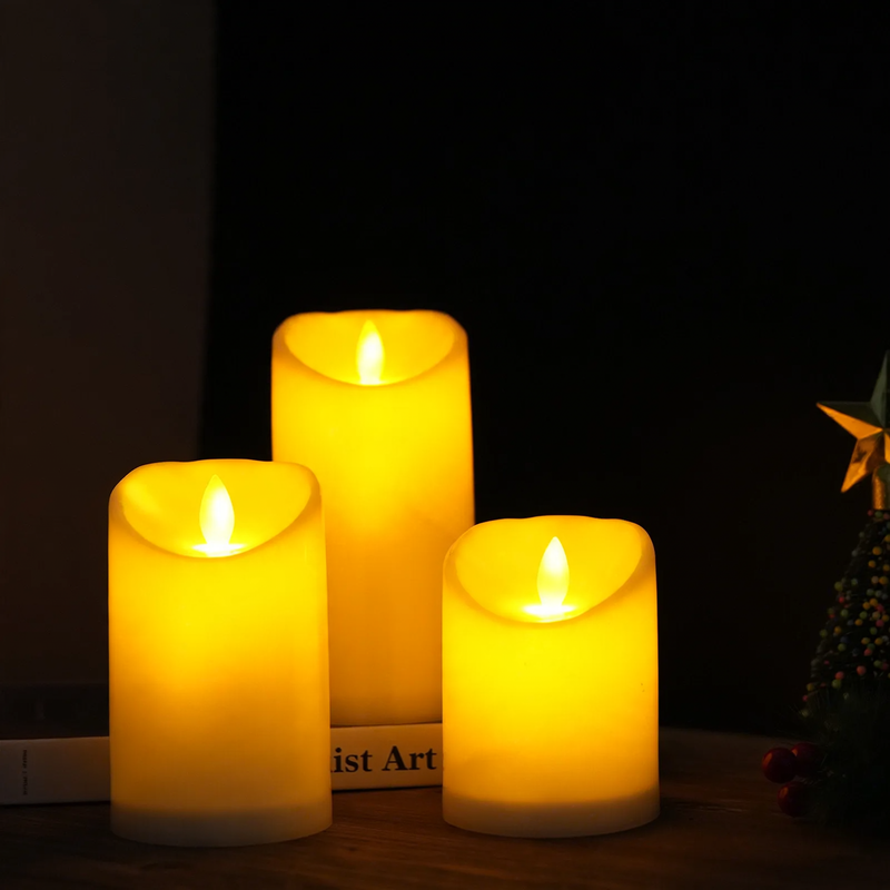 LED Real Wax Look Candle, cylindrical
