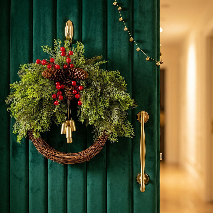 Christmas wreath with bells in country house style