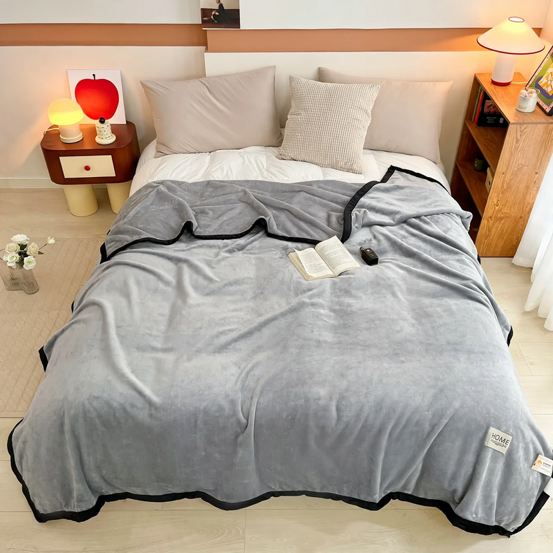 Soft milk fiber fleece throw blanket, solid color