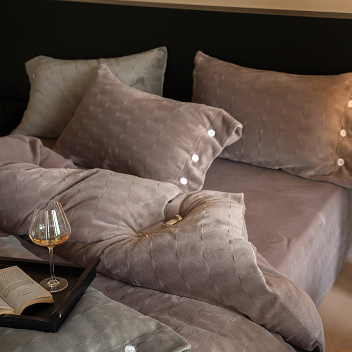 Milk fiber fleece bedding set, double-sided