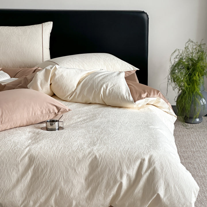 Bedding set made of 100S cotton with relief jacquard
