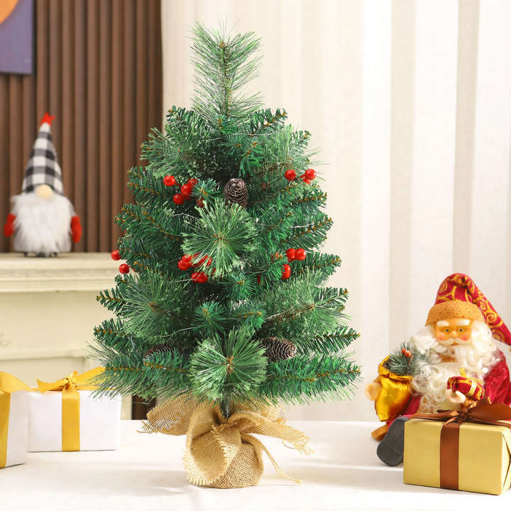 Mini Christmas tree with pine cones and berries