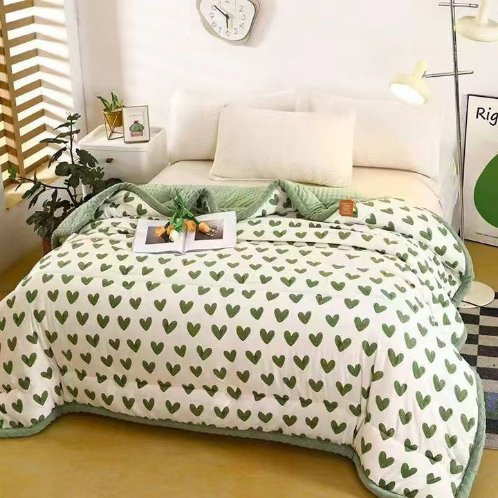 Double-sided cotton duvet with printed pattern
