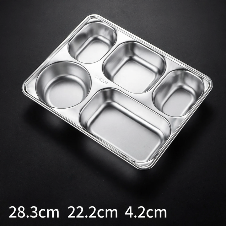 Stainless steel tray with compartments, square