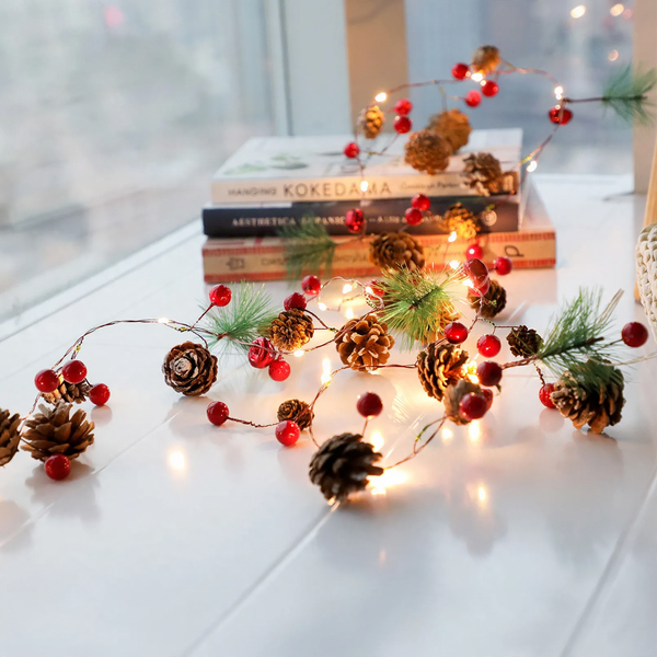 Decorative Christmas wreath with LED lighting