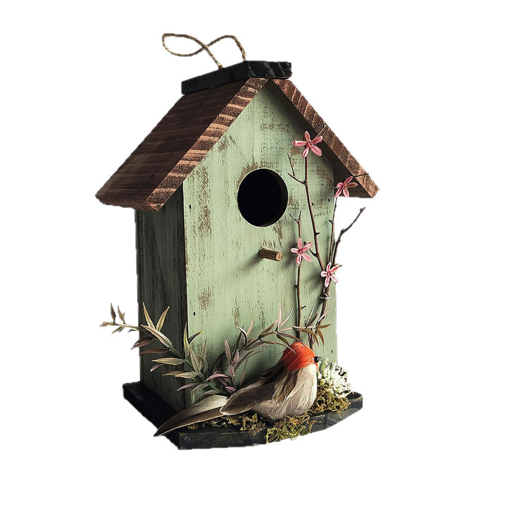 Wall-Birdhouse made of pine wood for the garden