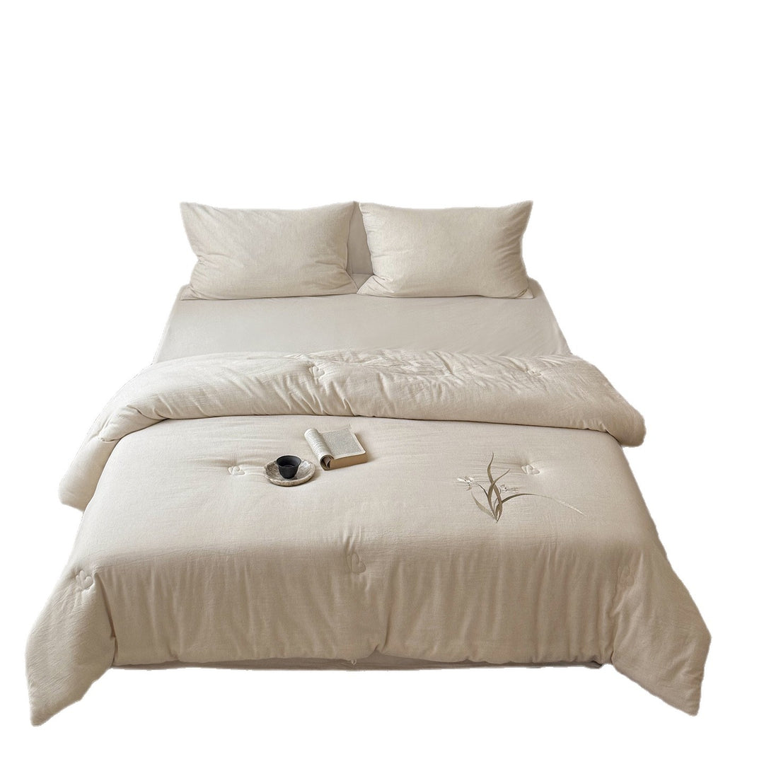 Linen-Cotton Quilted Blanket, Cotton Filling