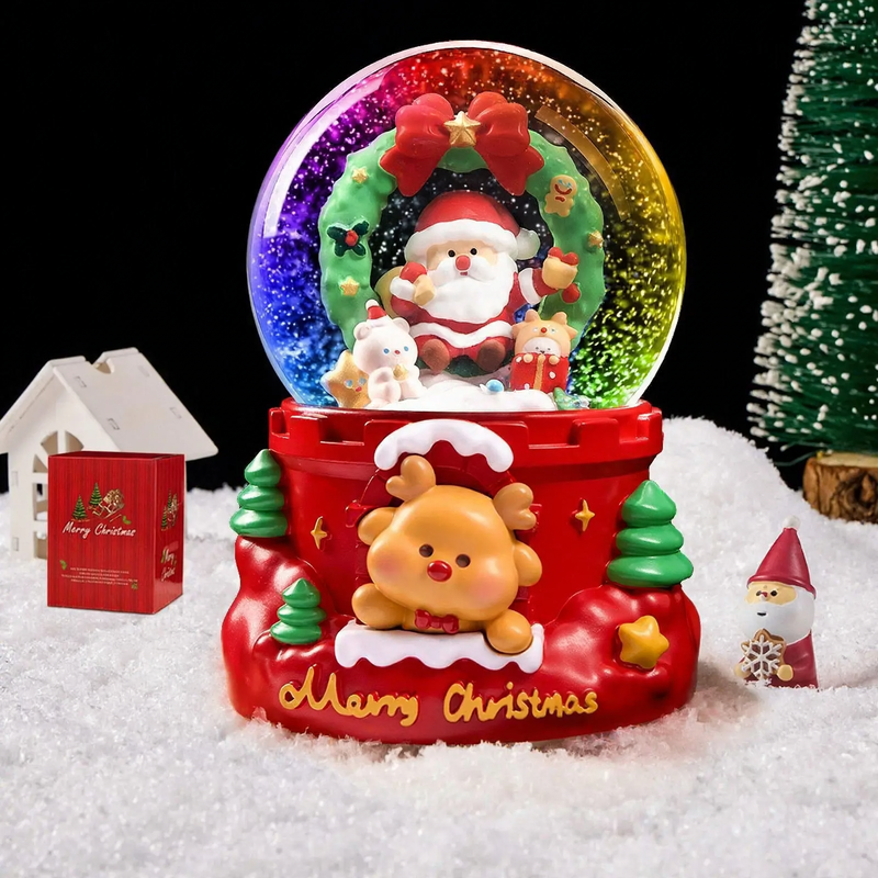 Crystal ball music box with lighting and snow effect