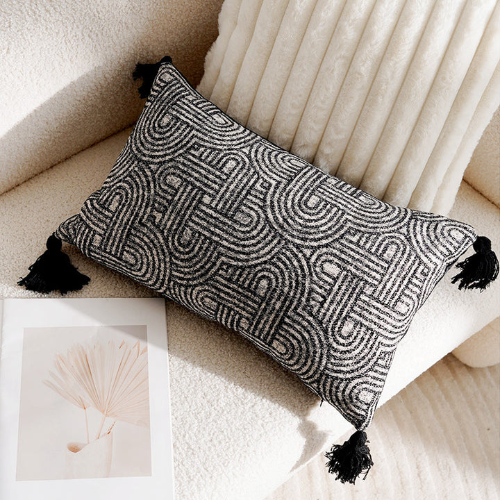 Decorative cushion Jacquard, Cream and Black