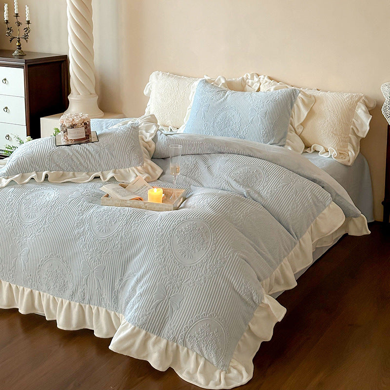Milk fiber bedding set, 4-piece, princess style