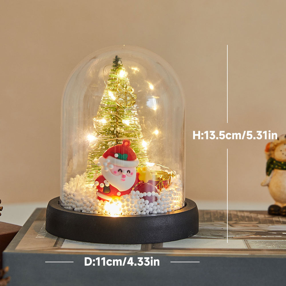 Mini Christmas tree in acrylic bell, illuminated, 13.5-21.5 cm