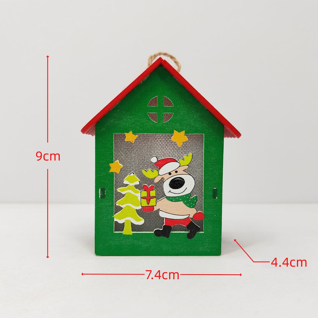 Illuminated wooden house for Christmas decoration