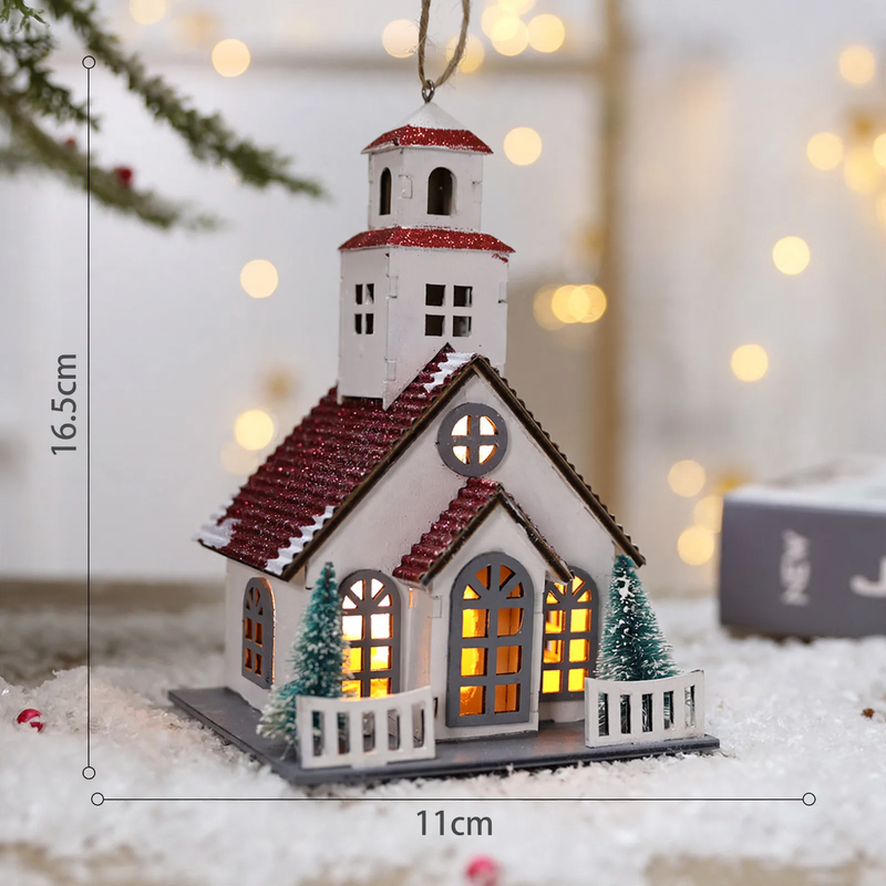 Decorative Christmas wooden house with lighting