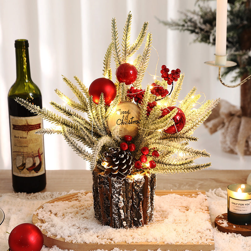 Mini Christmas tree in wooden barrel, 35 cm