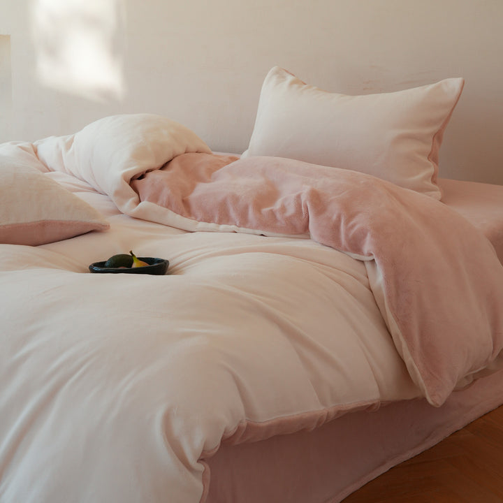 Milk fiber bedding set, 4-piece, winter, solid color
