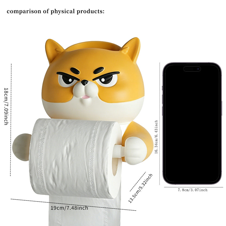 Wall-mounted toilet paper holder, Shiba Inu design