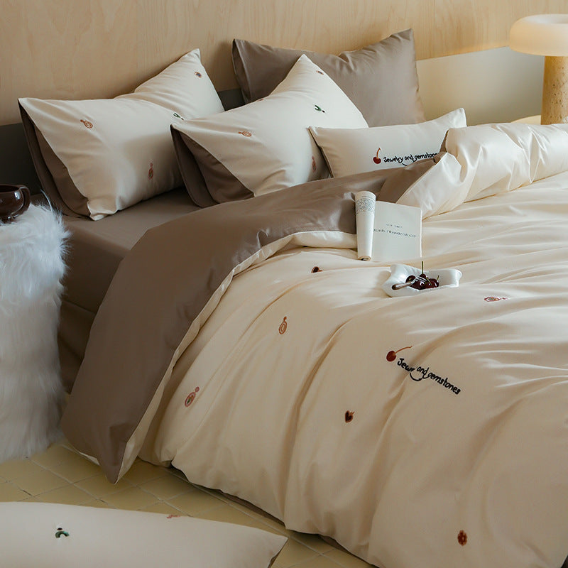 Cotton bedding set, embroidered, for children and adults