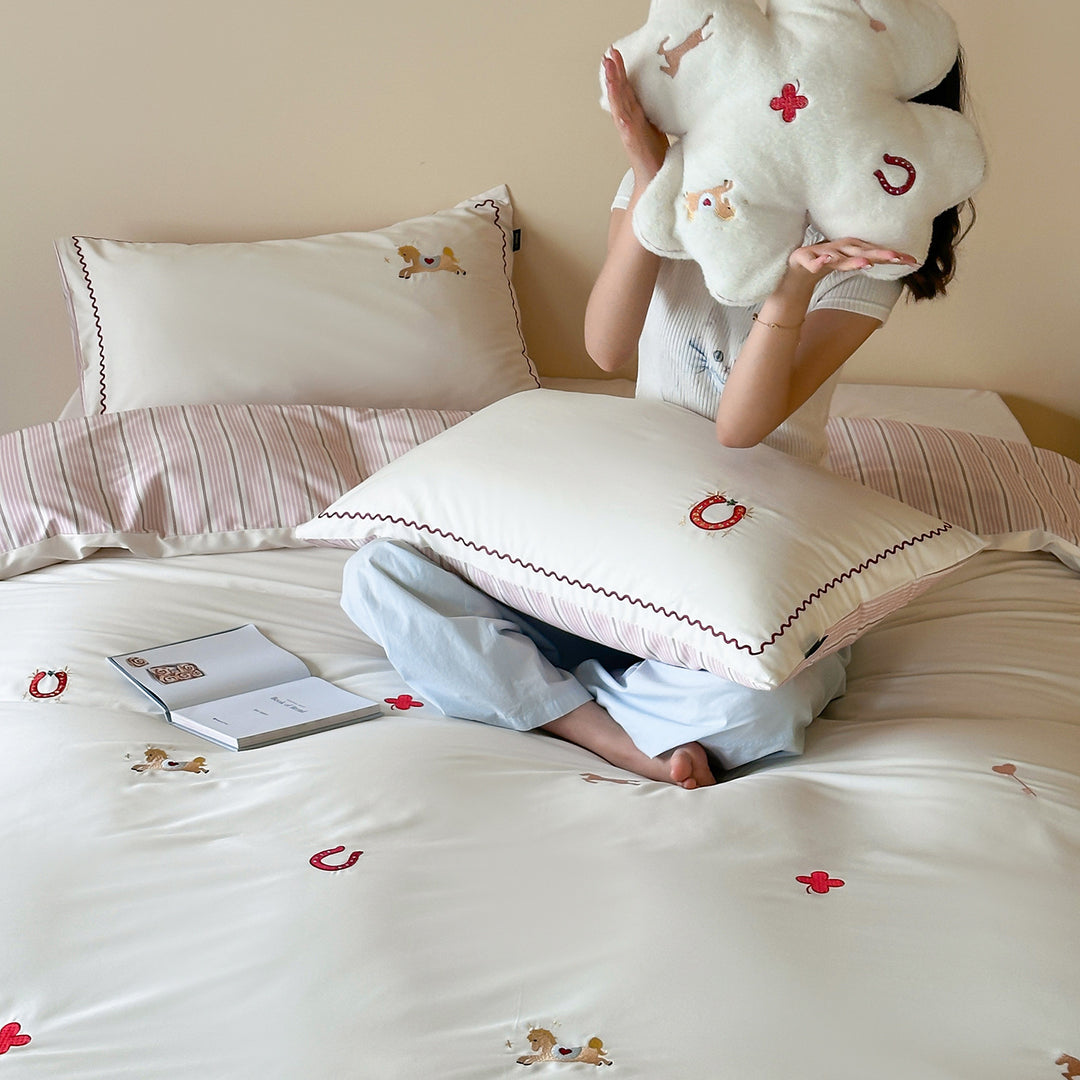 100s Long-staple cotton bedding set with embroidery