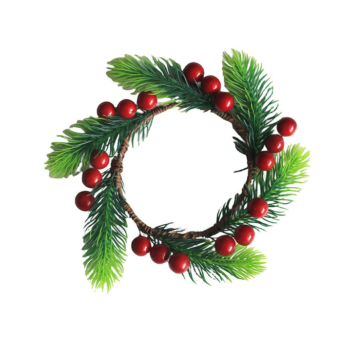 Christmas wreath with pine needles and red berries, 18 cm