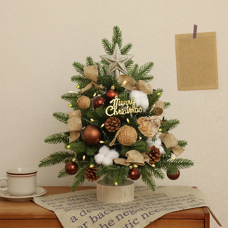 Mini Christmas tree set with lighting, 45 cm or 60 cm