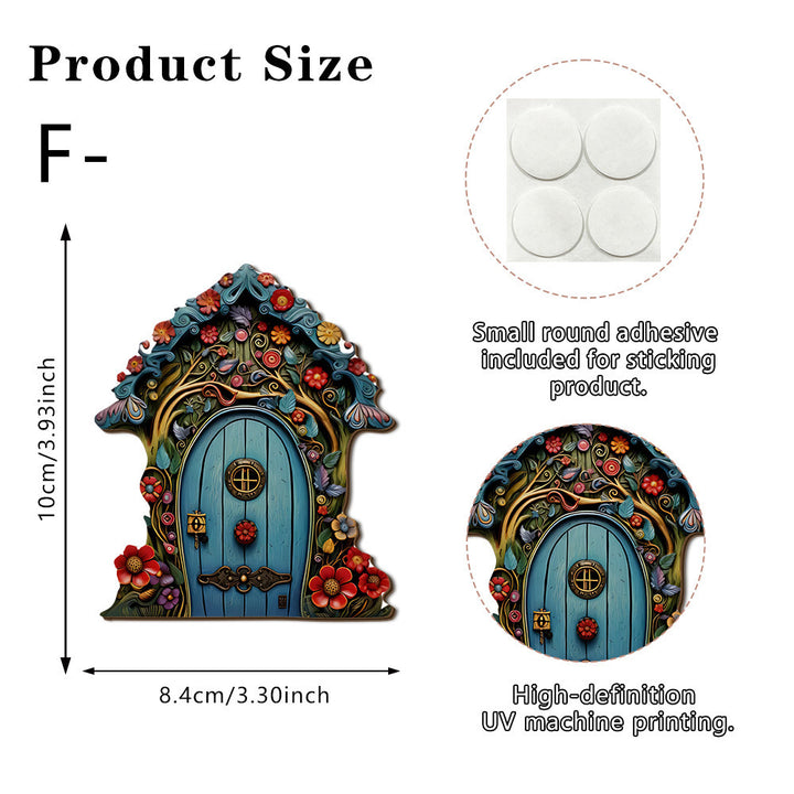 Decorative miniature fairy door made of wood for plants and gardens
