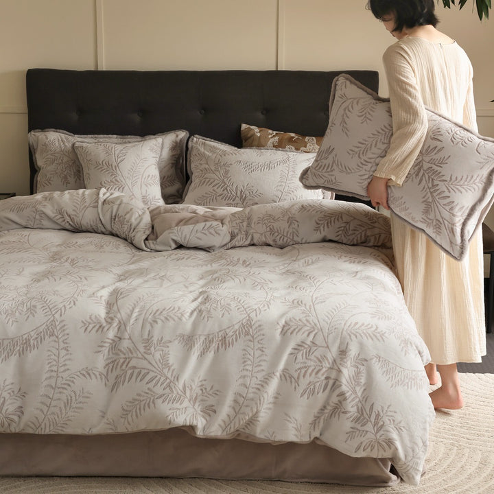 Warm milk fiber fleece bedding set for winter