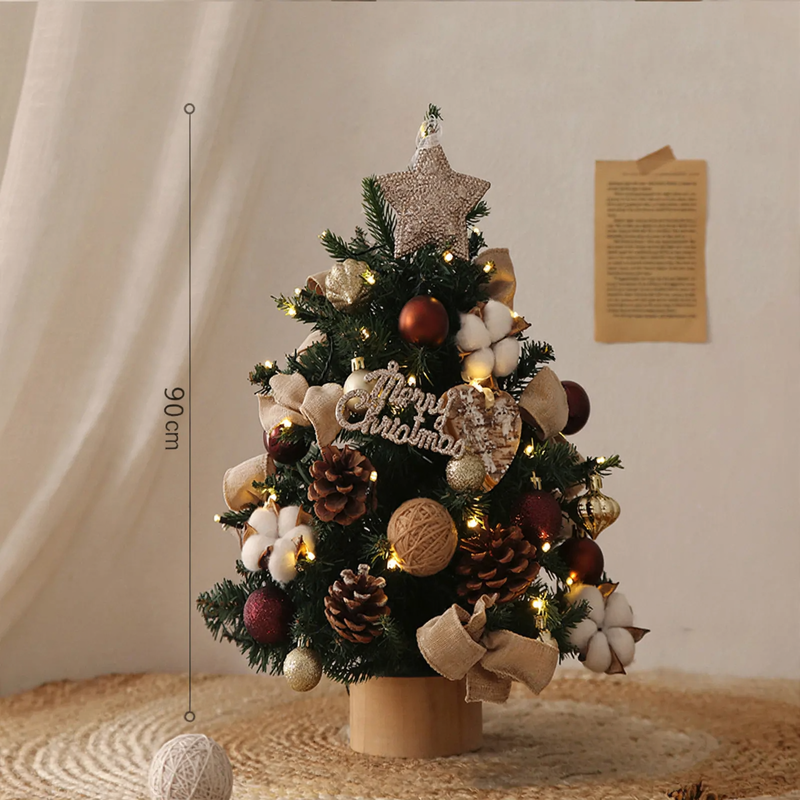 Mini Christmas tree made of PE with lighting and decoration