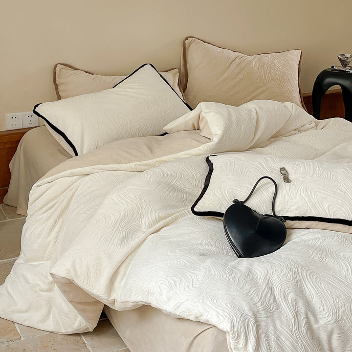 Quilted milk fiber fleece bedding set, extra thick
