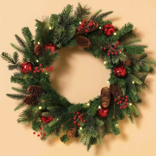 Christmas wreath with lighting for festive decoration