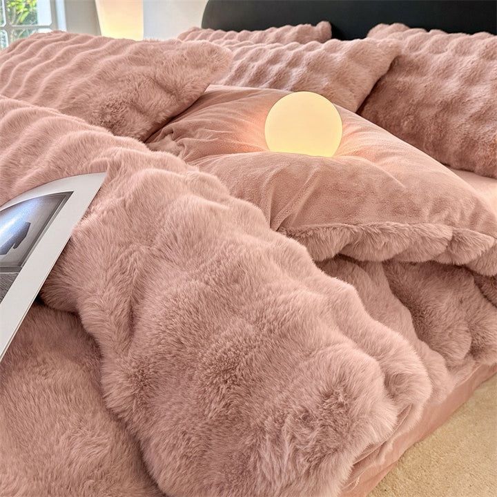 Winter bedding set made of milk fiber fleece, extra thick