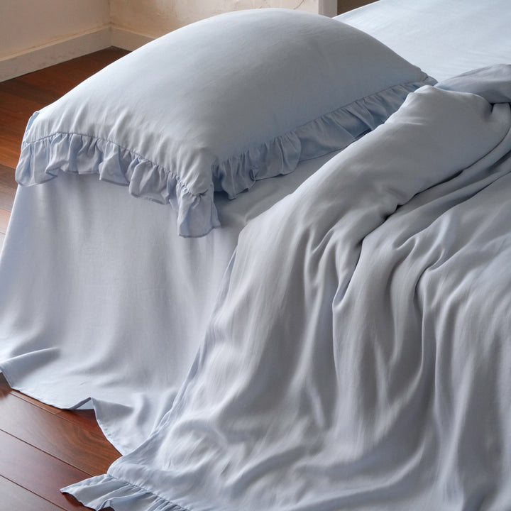 Tencel bedding set, 4-piece, with ruffles