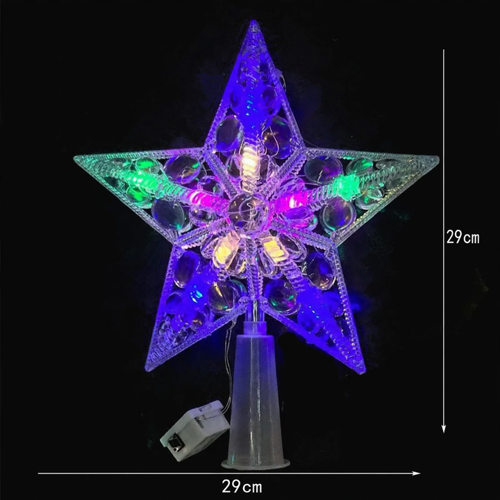 Illuminated Christmas tree top star made of plastic