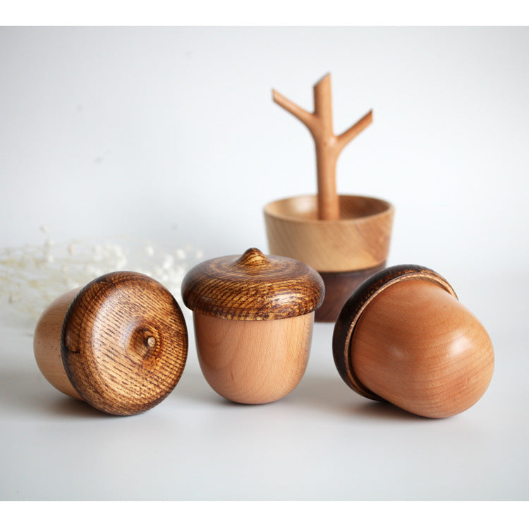 Creative acorn music box made of beech wood