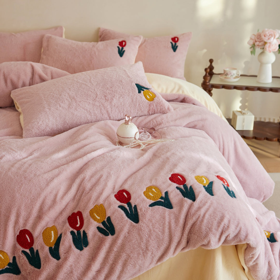 Milk fiber bedding, 4-piece, winter, floral pattern
