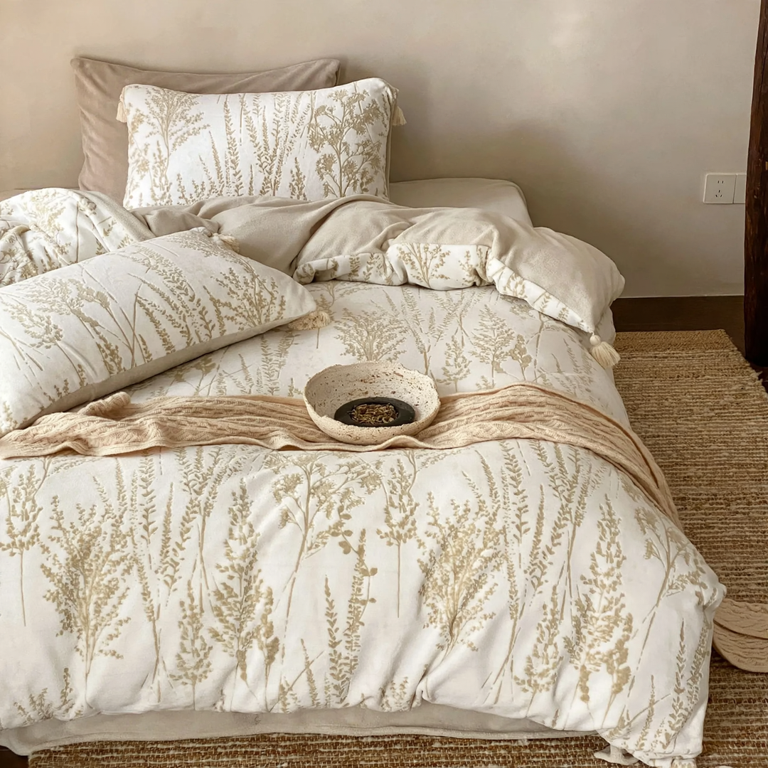 Milk fiber bedding set with 3D flower pattern