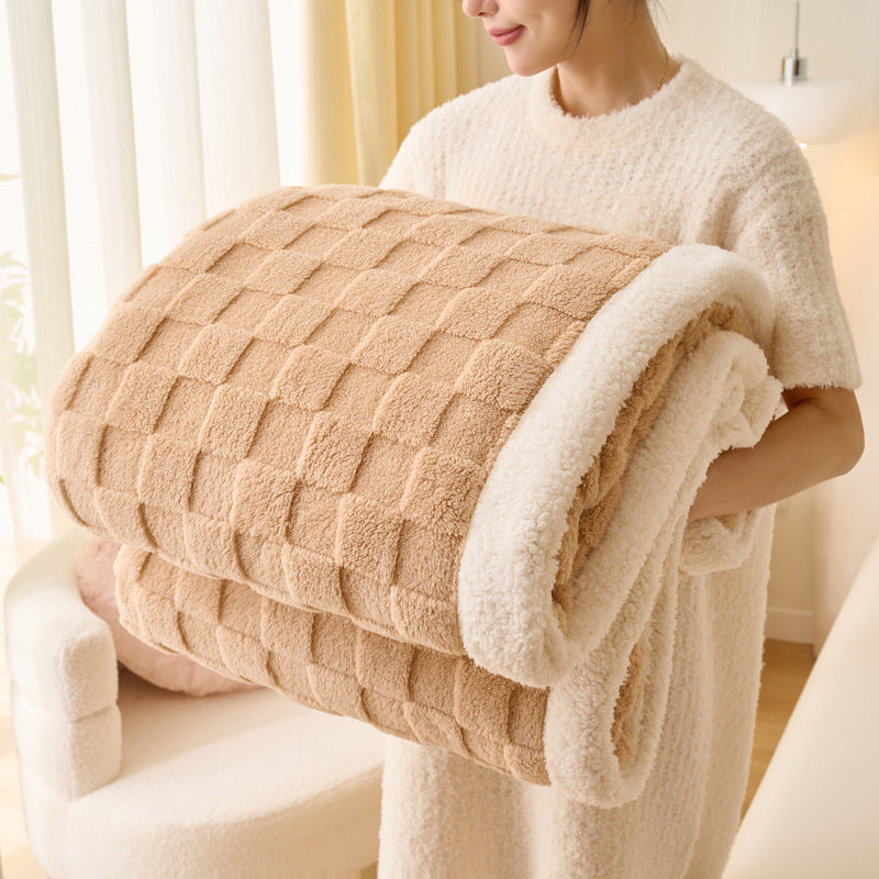 Water cube coral fleece blanket with lamb fleece