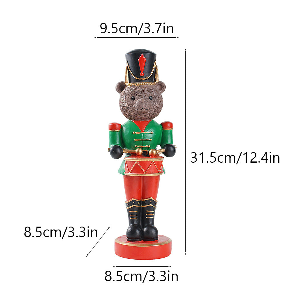 Decorative nutcracker bear figure made of resin