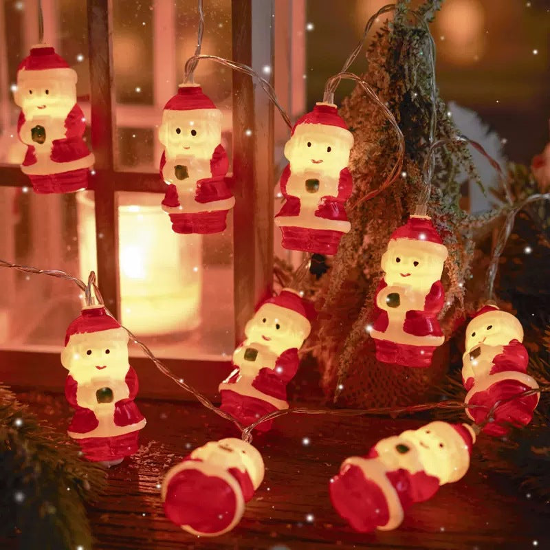 LED string lights with Christmas motifs for festive decoration