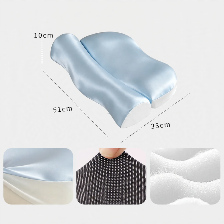Wellen pillow made of memory foam with ice silk cover