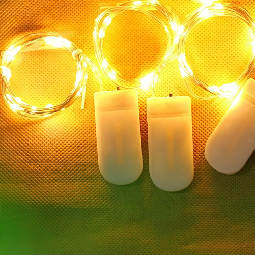 LED Copper Wire String Lights with Button Cells