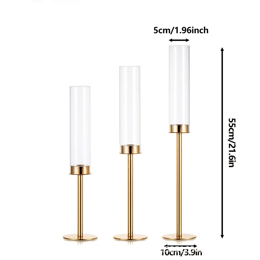 Elegant candle holder made of glass and metal