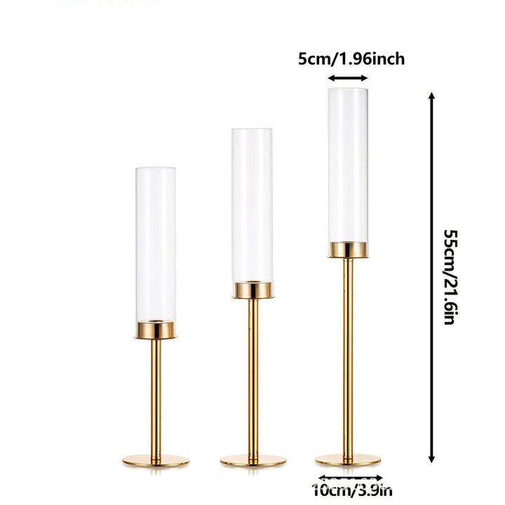 Elegant candle holder made of glass and metal