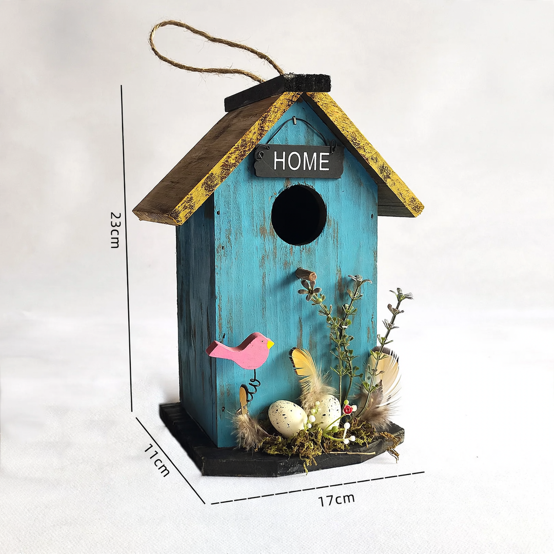 Wall-Birdhouse made of pine wood for the garden