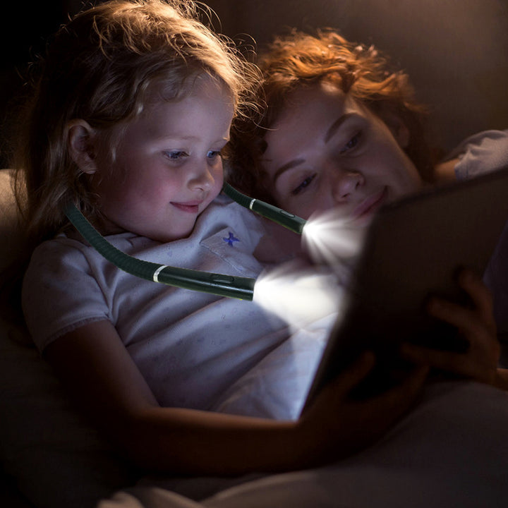 LED neck reading lamp, foldable, USB rechargeable, 3 light colors