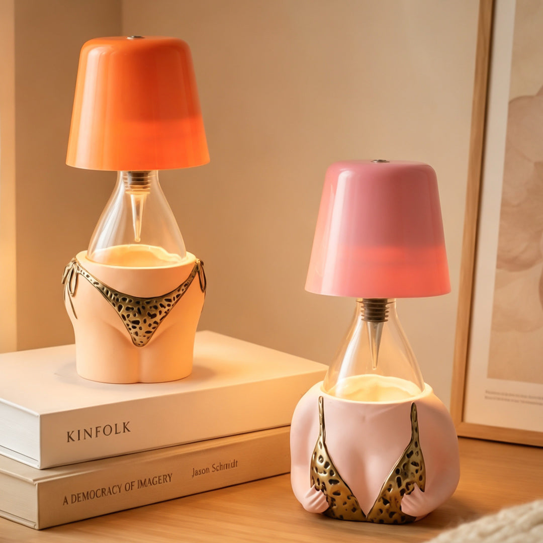 Table lamp bottle, leopard pattern, ABS