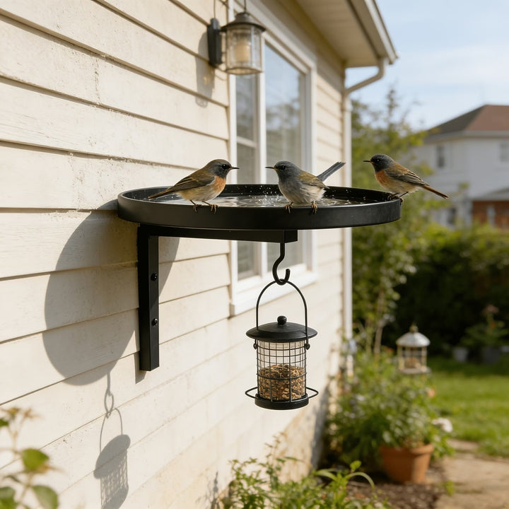 Wall Bird Bath made of metal, black