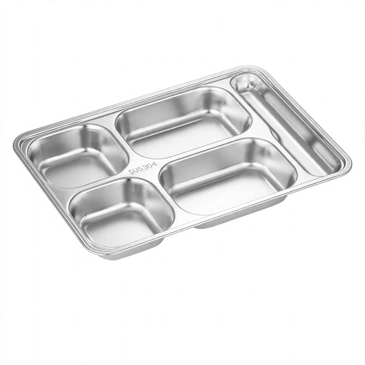 Stainless steel tray with compartments, square
